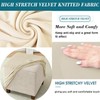 HFCNMY Ottoman Cover Square,Stretch Velvet Square Thick Slipcover Washable Storage
