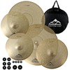 EASTROCK Golden Low Volume Cymbal Pack, 5 Pieces (14"Hi-hat+16"Crash+18"Crash+20"Ride) with