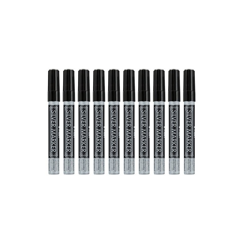 Pilot Silver Metallic Permanent Paint Marker, Medium Point, 10-PACK(41800)