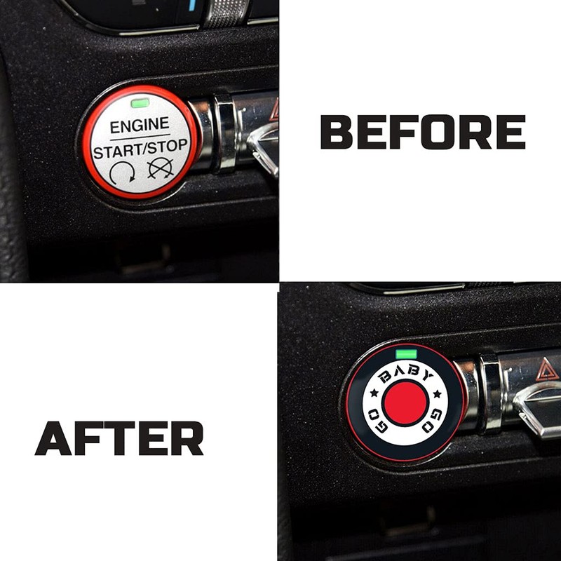 TOOLEPIC Car Push Start Button Cover for Mustang 2015-2014, Engine