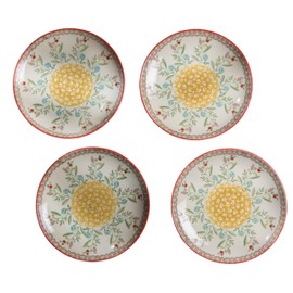 Euro Ceramica Ella Salad Plate Set of 4, Sanganer Floral Design