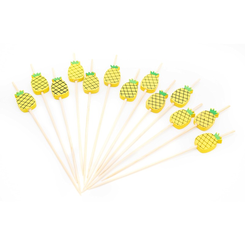 PuTwo Cocktail Picks Handmade Bamboo Toothpicks 100pcs 4.7" in Yellow