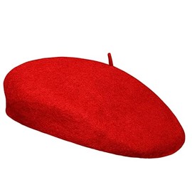 Teogneot Damen Baskenmützen, Breiter Damen Baskenmütze, Damenmütze, Wollmütze（Rot）