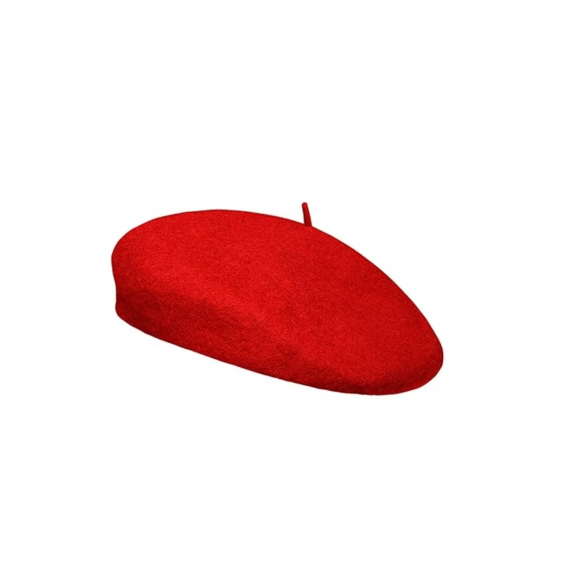 Teogneot Damen Baskenmützen, Breiter Damen Baskenmütze, Damenmütze, Wollmütze（Rot）