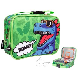 FRINGOO Boys Lunch Bag Basketball Thermal Insulated Cooler Bag for Kids School Nursery Picnic Food Snack Carrier (Roarrr Dinosaur)