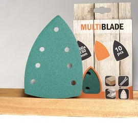 Multiblade Professional Velcro Sanding Sheets 100 x 150 mm, Pack of 10, Grit 40, 7 Holes, for Wood and Metal, Professional Quality, for Delta Sanders, Sanding Pads