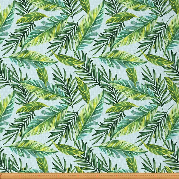 Feelyou Tropical Upholstery Fabric by The Yard, Green Palm Leaf