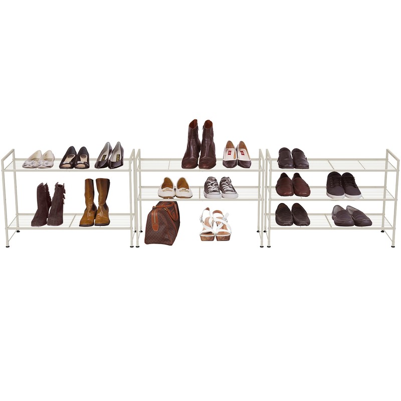 Simple Houseware 3-Tier Stackable Shoes Rack Storage Shelf, White