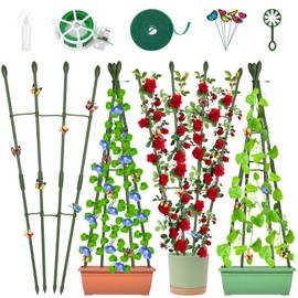 Cludoo 3Packs Garden Trellis for Climbing Plants Indoors and Outdoor, Garden Obelisk Trellis for Climbing Plants, Trellis for Indoor Outdoor Potted Plant with Garden Ties Colorful Butterfly