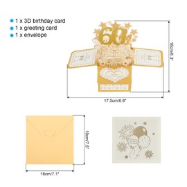 PATIKIL 60 Year Anniversary Card, Happy Anniversary Cards Wedding Anniversary Card for Wife Men Her Couple, Gold Tone