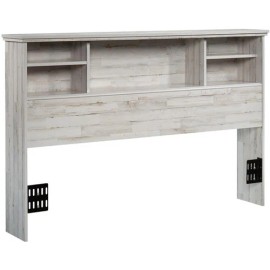Pemberly Row Transitional Engineered Wood Full-Queen Bookcase Headboard in White