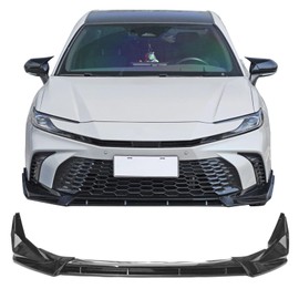 IKON MOTORSPORTS Front Bumper Lip, Compatible with 2025-2026 Toyota Camry SE XSE Only, IKON Style Gloss Black PP Injection Air Dam Chin Spoiler Protector Splitter 3PCS