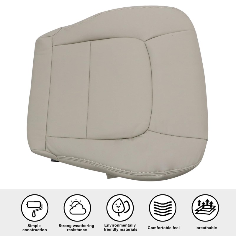 SecosAutoparts Ivory Tan Front Driver Side Bottom Microfiber Leather Seat