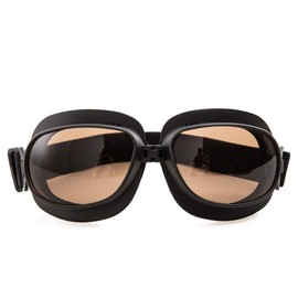 Evomosa - anteojos de motocicleta clásico para piloto retro para actividades al aire última intervensión, anteojos deportivas para medio casco (montura negra, lente negra)