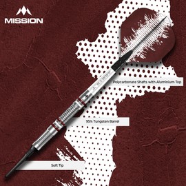 Mission | Madars Razma Darts | Soft Tip Darts Set | 95% Tungsten Barrel | Includes 1 Set of Dart Flights and Stems | 21g.