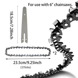 Saw Chains, Pack of 2 Mini Chainsaw Replacement Chains, 6 Inch Chainsaw Chain, 6 Inch Mini Chainsaw Chain, with 1 Piece Replacement Saw Chain Bar, for Woodworking Trimming Garden Saw Chain