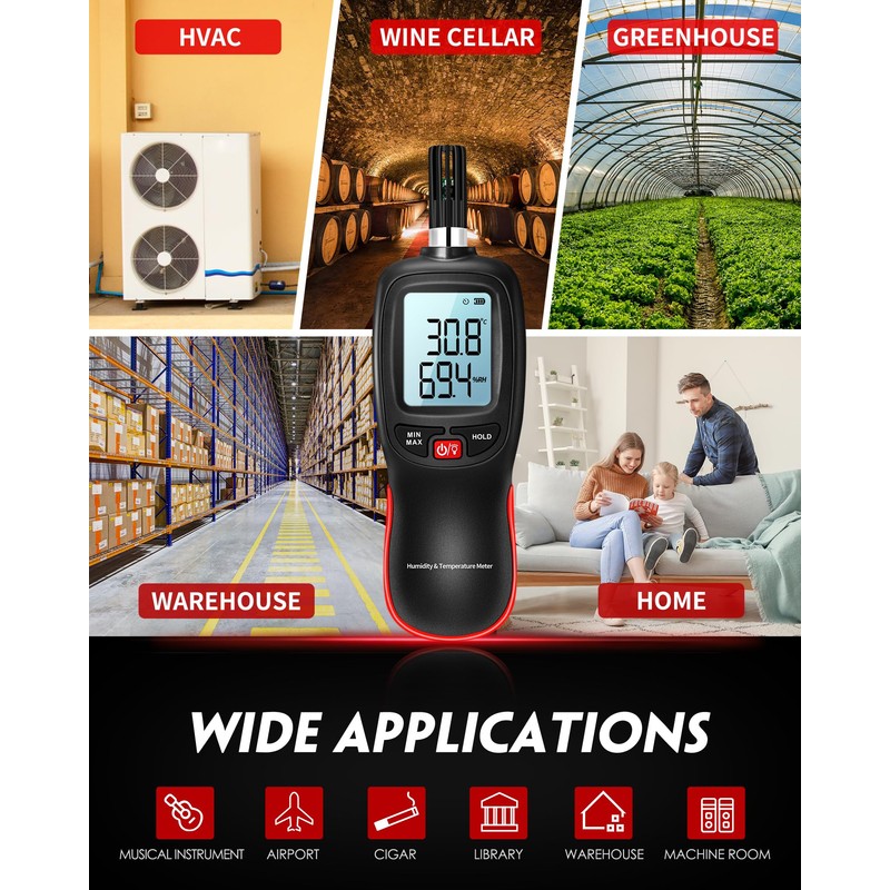 APOMONO WT83 Temperature Humidity Meter, High Precision Thermometer Hygrometer with