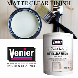 Venier Matte Clear Finish - 33.81fl.oz. Protective Paint - Water Based Acrylic Top Coat sealer - Clear Matte Paint For Metal & Wood Furniture