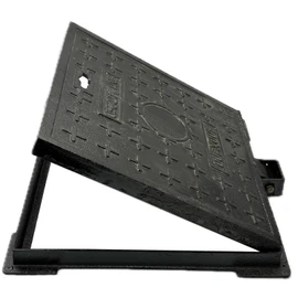 TIANYAMAI 16x16 In Cast Iron Manhole Cover and Frame for 15" Corrugated Pipe, B-Class 28100 lbs Heavy-Duty Driveway Septic Tank Lid with Base, Square Anti-Slip Inspection Well Cover (True 15.8" ISL)
