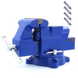 Combination Vise Heavy Duty Bench Vise 5-6 Inch Jaw Width Secure Grip with 360 Degree Swivel Base and Large Pipe Jaw Capacity Anvil Made with Cast Iron and Steel U Channel Bar (6'' Jaw)