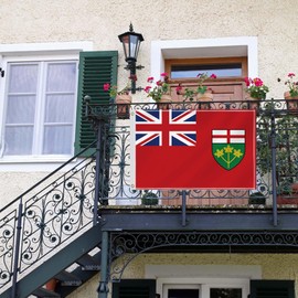 60×90 CM Ontario Flag,2×3 FT Ontarian Decor,Double Side Digital Printed 150D Polyester Banner With Canvas Header Brass Grommet