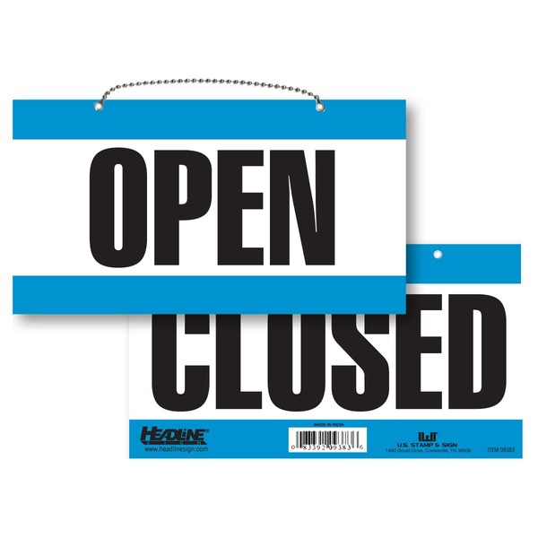 Headline Sign 9384 Double-Sided Open/Closed Sign, 6 Inches by 11 Inches