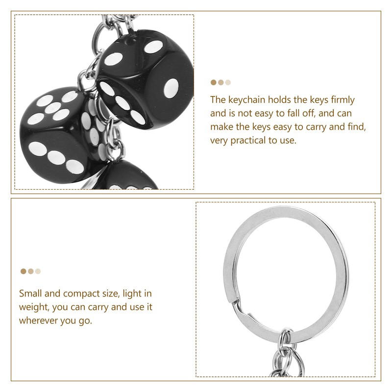 Kichvoe Dice Keyring Dice Keyring Black Cube Amulet Keychain Bag