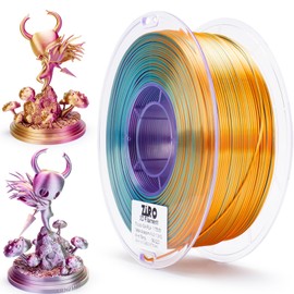 ZIRO Silk 3-in-1 Color Change PLA Filament 1.75mm, Magic Shine Discoloration Multicolors Filament, Triple Color Coextrusion Chrome 3D Filament, Fit Most 3D Printers, 2.2lbs Spool, Metal Blossom(Silky)