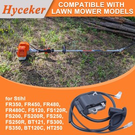 Hyceker Zündspule für STIHL FS120 FS120R FS200 FS200R FS 020 FS 202 TS200 FS 250 FS250R FS300 FS350, mit Zündkerze, Kraftstofffilter, Schalldämpferdichtung, ersetzt 4134 400 1301