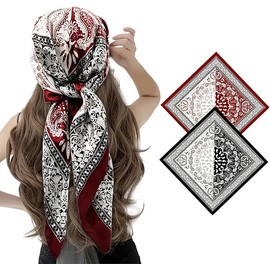 2 Pack Silk-Like Hair Scarf Bandana Light Head Wraps Neck Face Scarves Cover for Women (Style1, One size)