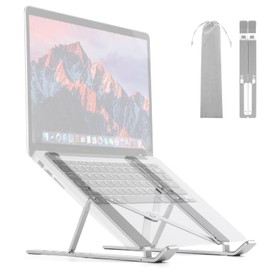 Fullresur Laptop Stand, PC Stand, Aluminum Alloy, Height with 6 Levels of Angle Adjustment, Tablet Stand, Foldable, Lightweight, Stable, Heat Dissipation, Anti-Slip, Ergonomic Design, Storable, Home