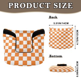 Checkered Plaid Orange Print Putter Cover PU Leather Magnetic Blade Putter Headcover for Golf Enthusiast