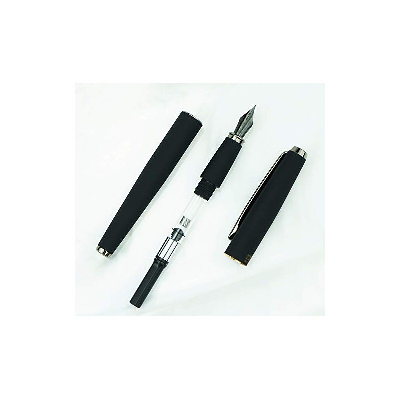Hong Dian 517D - Pluma estilográfica, color negro mate, Punta