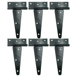 HLMOptimo Heavy Duty T Hinge Tee Hinge T Strap Hinge Shed Hinge Gate Hinge Barn Hinge Fence Hinge Door Hinge Wrought Rustproof All Size Black (6 pcs, 6 inch