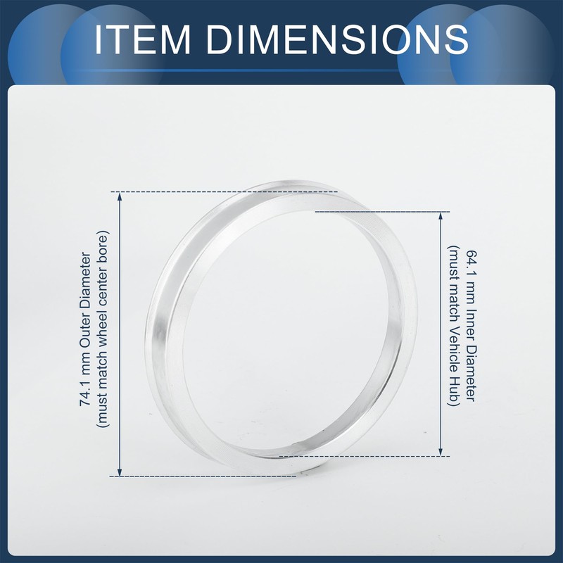 INFINAUTO Hub Centric Rings 64.1mm ID to 74.1mm OD Vehicle