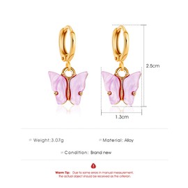 6 Pairs Butterfly Earrings Butterfly Drop Earrings Butterfly Cute Dangle Earrings for Women Multi Color (6 color)
