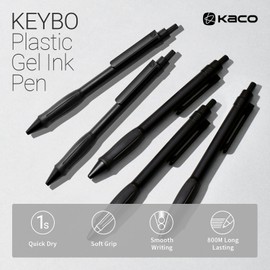 Kaco KEYBO Gel Ink Pens Black 5 Pieces 0.5mm Fine Point Aesthetic Pens School Office Supplies Stationery