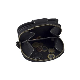 LEAS Vintage Collection Large Women's Wallet Half Round with Gift Box LEAS in Genuine Leather Black, black, Women's purse