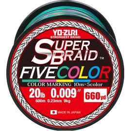 Yo-Zuri Superbraid 660 yd Floating Braid, 5-Color, 20 lb