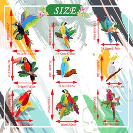 Pack of 9 Tropical Birds Honeycomb Cut-Outs, Hanging Parrot Paper Cut-Outs, Hawaii, Summer, Beach, Luau Party Decorations, Safari, Classroom Decoration, Rainforest Jungle Decoration