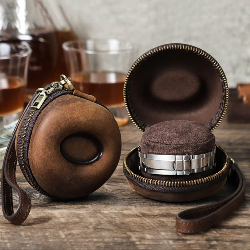 EURYNOME Single Watch Roll Case - Genuine Leather Watch Box