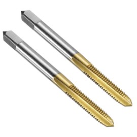 sourcing map 2pcs Straight Flute Thread Tap, M6 x 1.0 Metric Titanium Coated Screw Threading Tapping Tool Thread Milling Machine Taps, High-Speed Steel 6542 (HSS 6542)