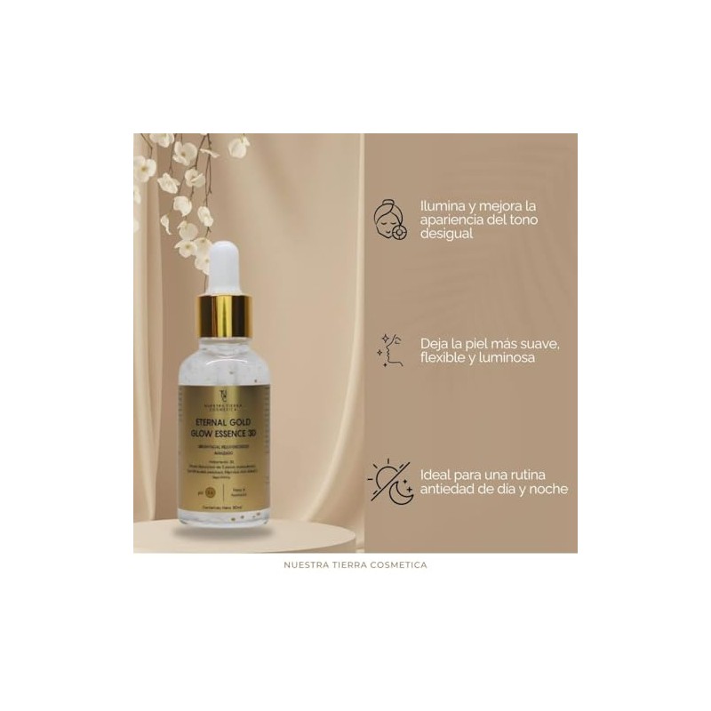 Nuestra Tierra Cosmética Eternal Gold Glow Essence 3D, Sérum Facial