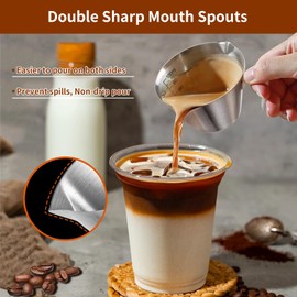 carrottimes Stainless Steel Espresso Cups, Espresso Accessories, Double Spout Metal Measuring Cup with Dual Scale, Espresso Shots Cup with Handle, Coffee Bean Weighing (Matte Black),3.4OZ/100ML