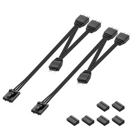 GINTOOYUN 2 Pcs RGB Fan Splitter Cable 4-Pin Commander Female to Three 5V 3-Pin RGB Male Conversion Cable 1 to 3 ARGB Splitter Cable for Commander CoreXT,Commander Core etc(14.96 Inch)(1 to 3)