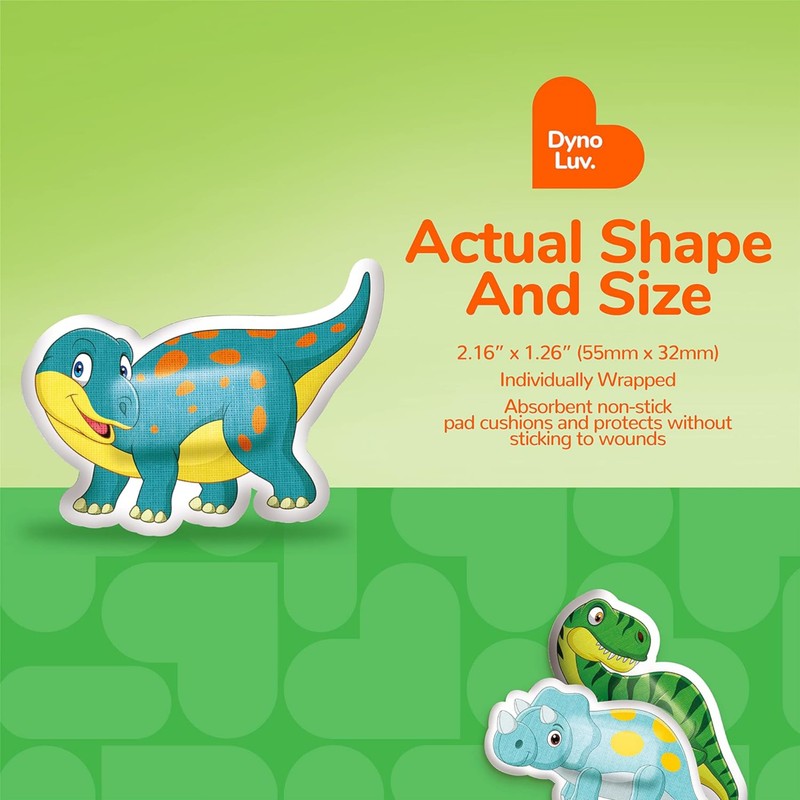 BioSwiss Bandages, Baby Dino Shaped Self Adhesive Bandage, Latex Free