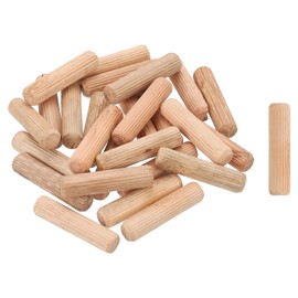 sourcing map 100Pcs 1/2"x2" (12mmx50mm) Wooden Dowel Pins, Fluted Wood Beveled Ends Tapered Dowel Hardwood Pegs, Wood Dowels Rods for Furniture, DIY Crafts