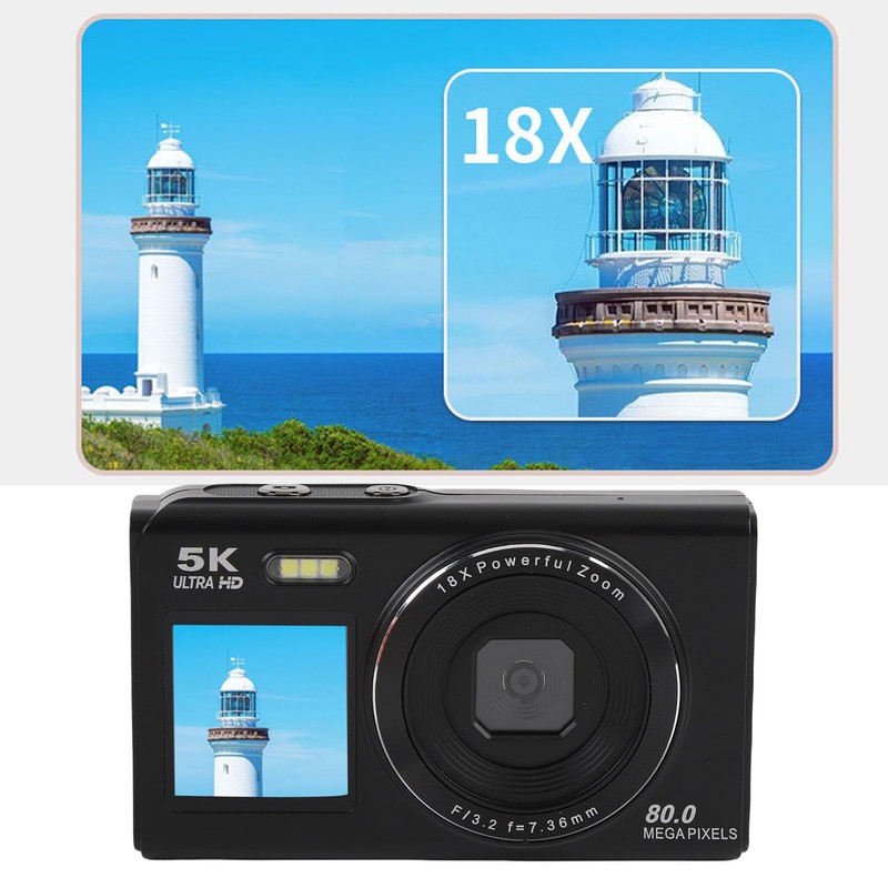 Bewinner 5K Vlog Camera with Dual Screen, 80MP Photo, 18X