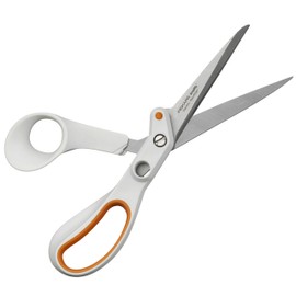 Fiskars Razor Edge All Purpose Scissors, Length: 21 cm, Stainless Steel Blade/Plastic Handles, White/Orange, Amplify, 1005223