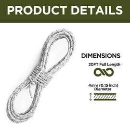 Patio Umbrella Cord Line Rope Heavy Duty Replacement String Green Dot (20 FT)